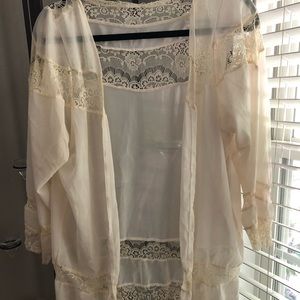 Sheer cream lace cardigan
